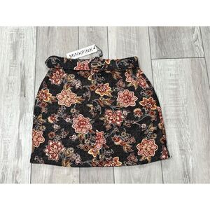 Mink Pink black floral mini skirt size S